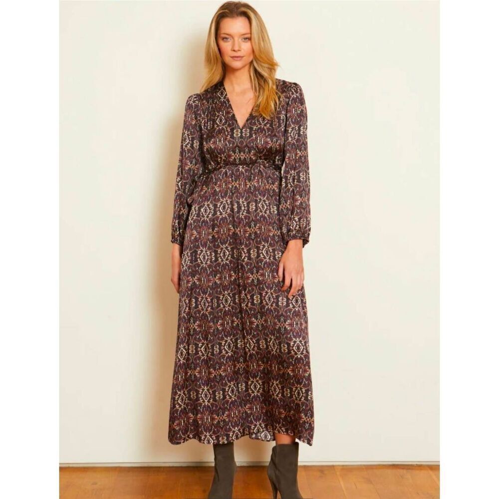 Caballero Darcy Dress Size Medium Rusted Deco Long Sleeve Boho New